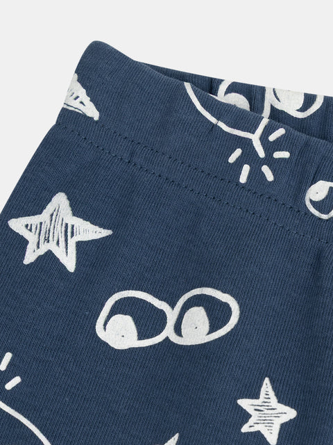 Navy Space Print Glow In The Dark Cotton Pyjamas