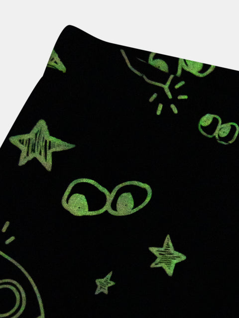 Navy Space Print Glow In The Dark Cotton Pyjamas