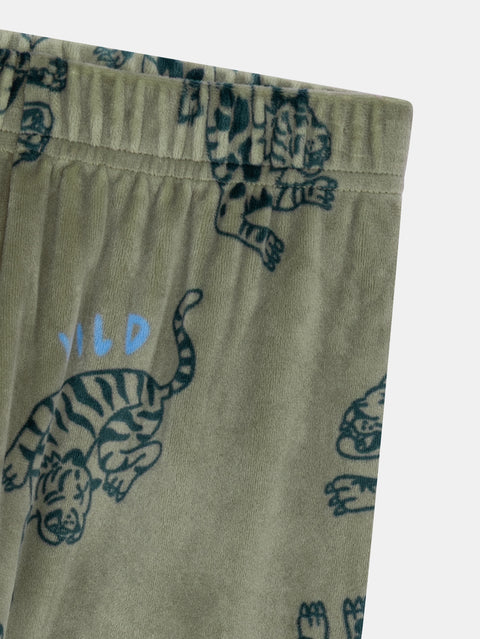 Green Tiger Print Velour Pyjamas