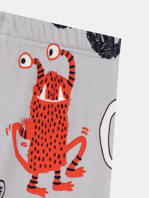 Grey Monster Print Glow In The Dark Pajamas