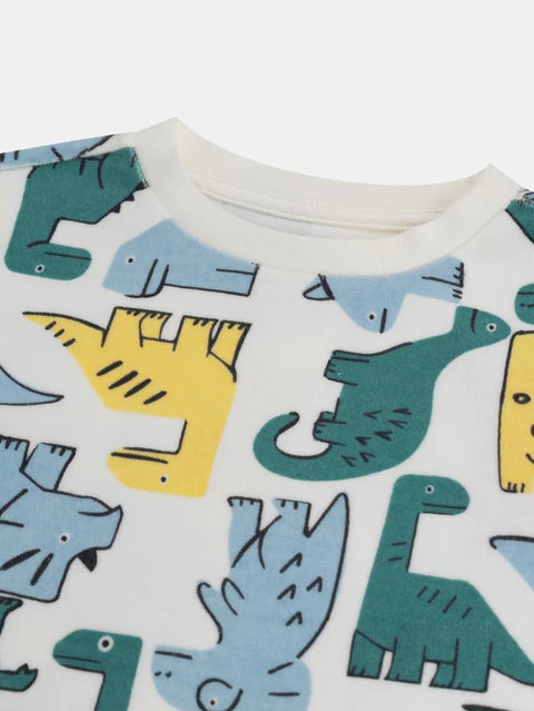 Green Dinosaur Print Velour Pajamas