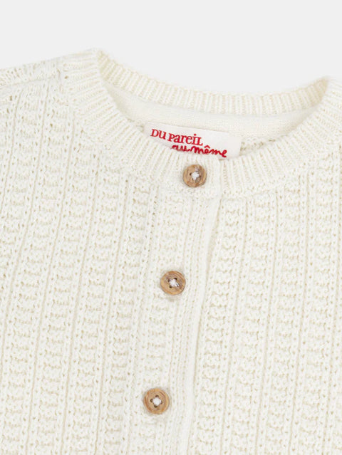 Off White Fancy Rib Cotton Cardigan