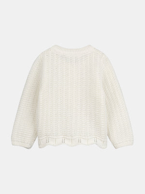Off White Fancy Rib Cotton Cardigan