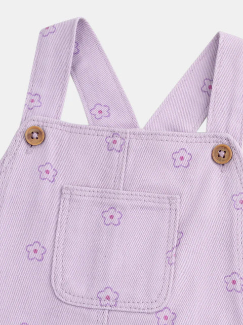 Lilac Cotton Twill Dungaree Dress