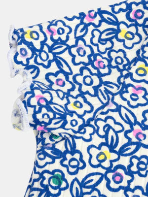 Blue Floral Print Cotton T-shirt