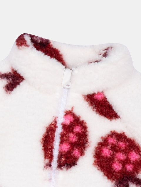 Lined Strawberry Print Sherpa Jacket