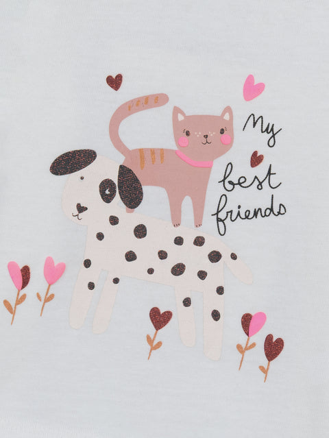 Dog & Cat Print Cotton t-shirt
