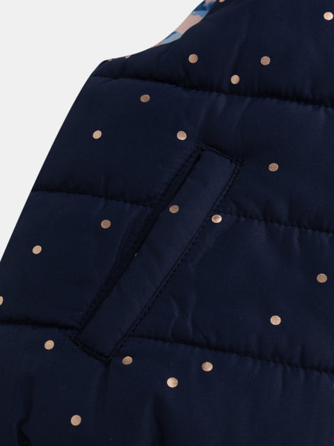 Reversible Blue Printed Sleeveless Jacket