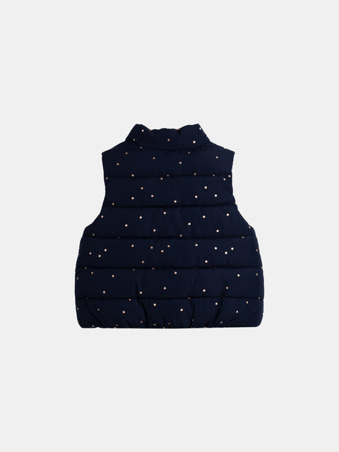 Reversible Blue Printed Sleeveless Jacket