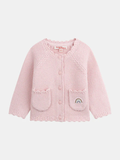 Pink Moss Stitch Cotton Rich Cardigan