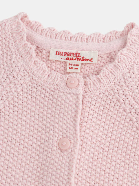 Pink Moss Stitch Cotton Rich Cardigan