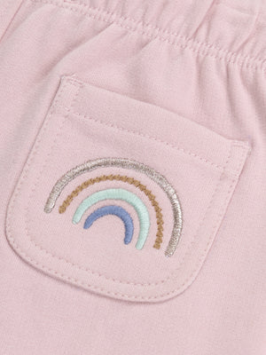 Pink Rainbow Embroidered Cotton Fleece Tracksuit
