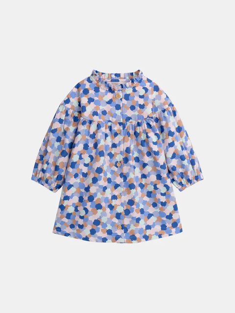 Lined Blue Print Cotton Flannel Dress