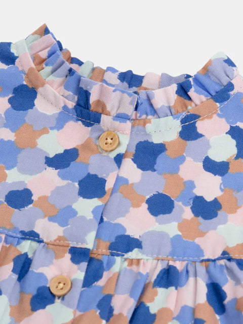 Lined Blue Print Cotton Flannel Dress