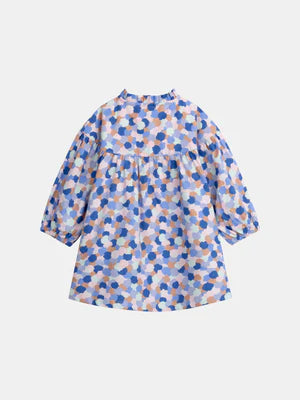 Lined Blue Print Cotton Flannel Dress