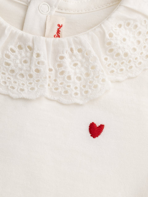 Off White Cotton T-shirt With Collar