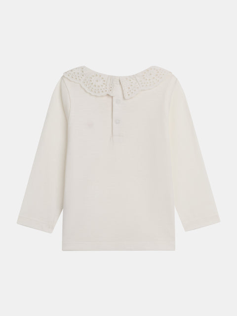 Off White Cotton T-shirt With Collar