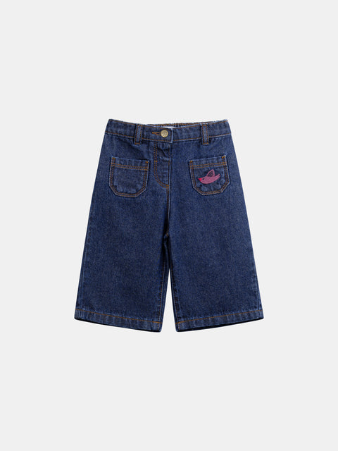 Embroidered Blue Denim Jeans