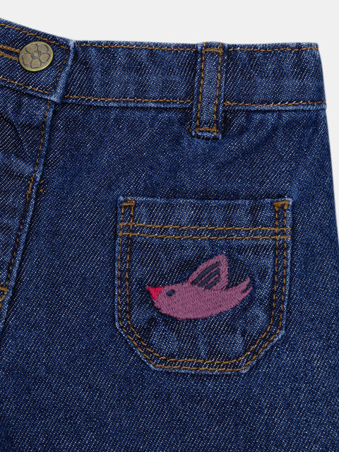 Embroidered Blue Denim Jeans