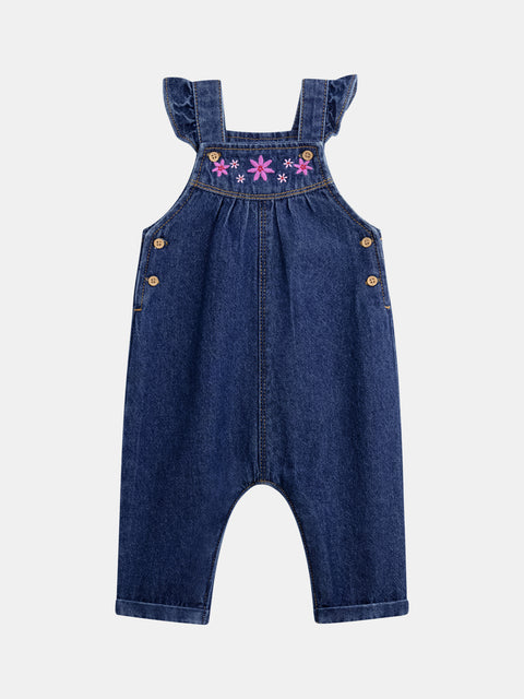 Embroidered Blue Denim Dungarees