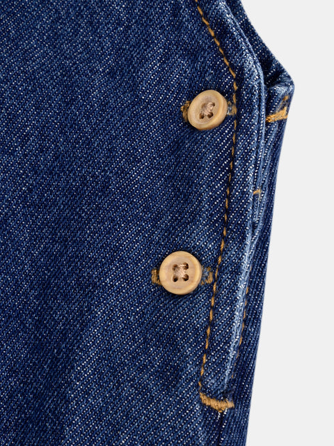 Embroidered Blue Denim Dungarees