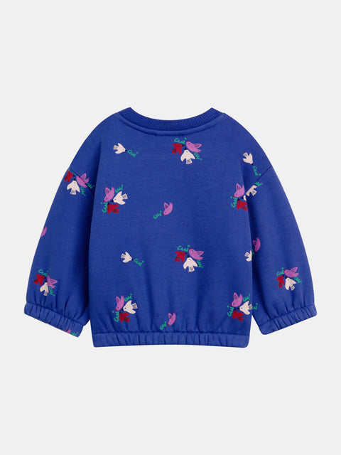 Blue Floral Print Cotton Rich Sweatshirt