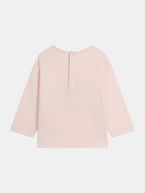 Pink Bird Print Cotton T-shirt