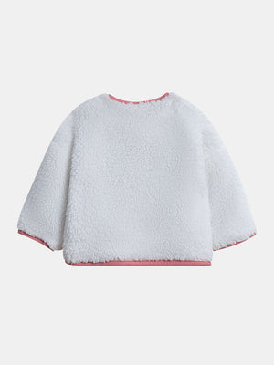 Reversible Floral Print Sherpa Cardigan