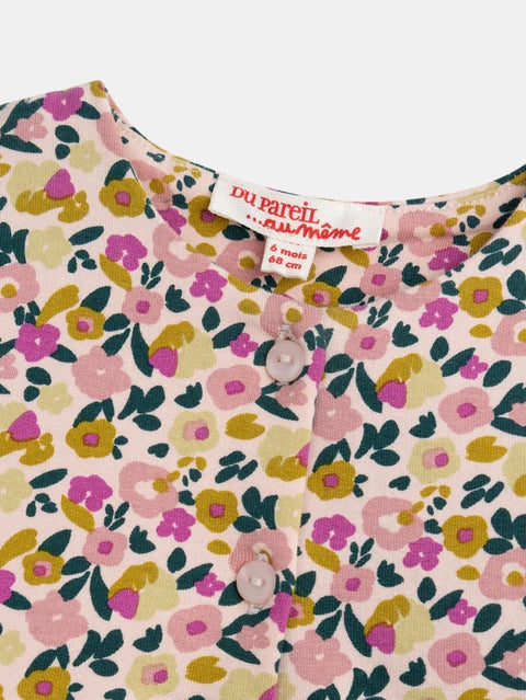 Floral Print Cotton Fleece Dress With Green Leggings