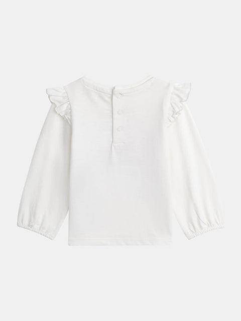 Ruffle Detail Tiger Print Cotton T-shirt