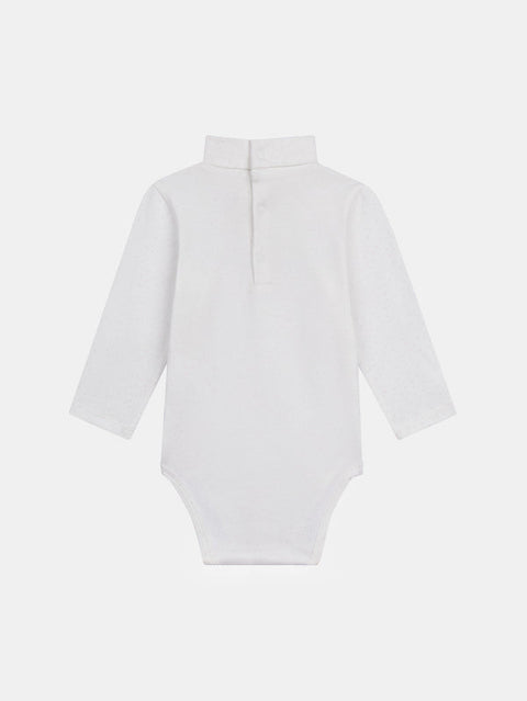 Off White Hedgehog Print Cotton Polo Neck