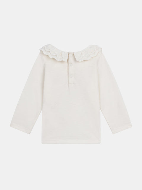 Off White Double Collar Cotton T-shirt