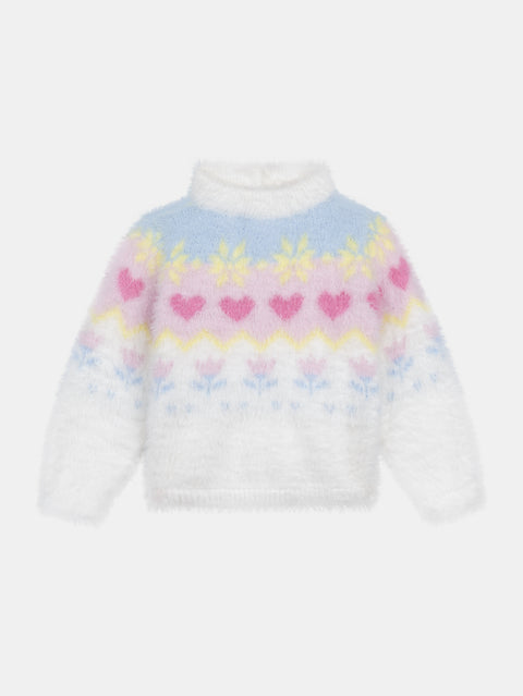 Off White Heart Pattern Jumper