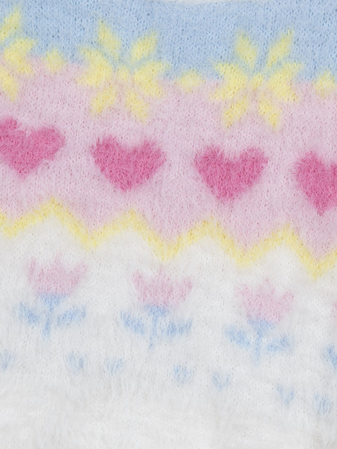 Off White Heart Pattern Jumper