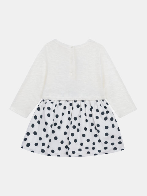 Off White Dual Fabric Dress