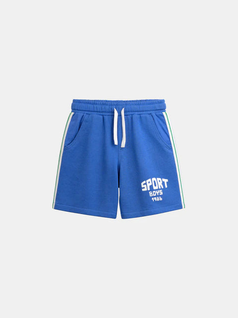 Blue Tie Waist Jersey Cotton Shorts