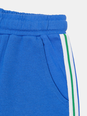 Blue Tie Waist Jersey Cotton Shorts
