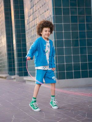 Blue Cotton Baseball Style Jacket