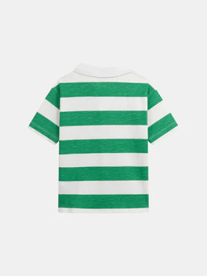 Green Stripe Cotton Polo Shirt
