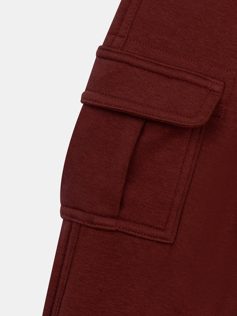 Brown Cotton Fleece Cargo Joggers