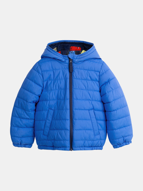 Reversible Navy Dog Print Hooded Jacket