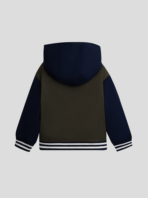 Green Hooded Baseball Style Jacket