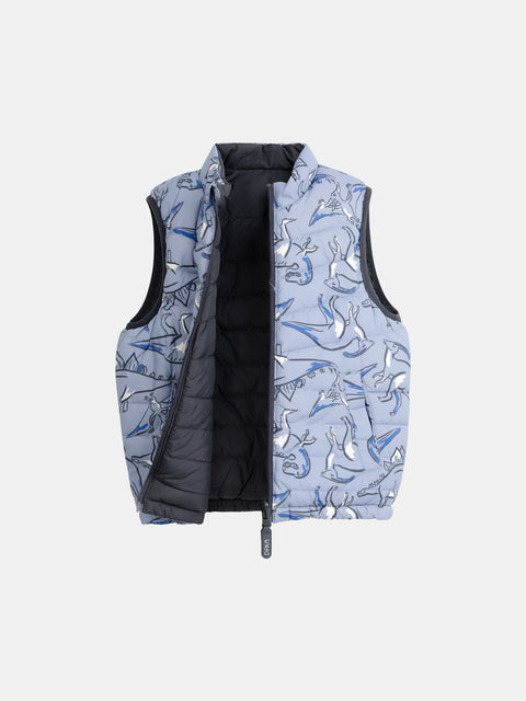Blue Shark Print Reversible Sleeveless Jacket