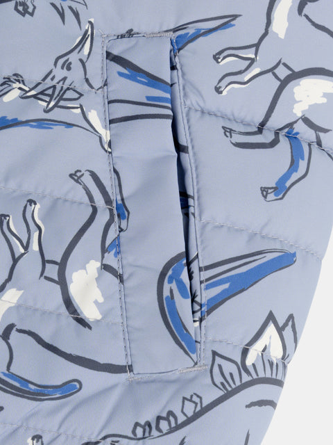 Blue Shark Print Reversible Sleeveless Jacket