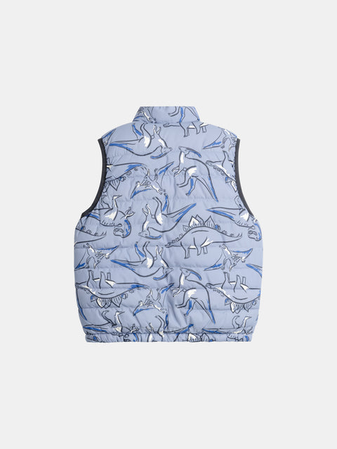 Blue Shark Print Reversible Sleeveless Jacket