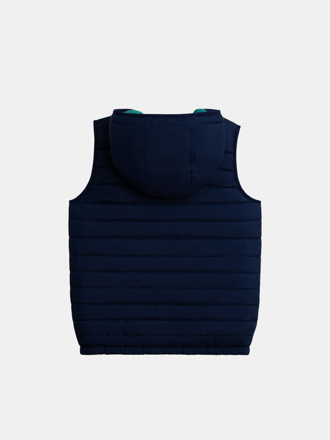 Navy Hooded Reversible Sleeveless Jacket