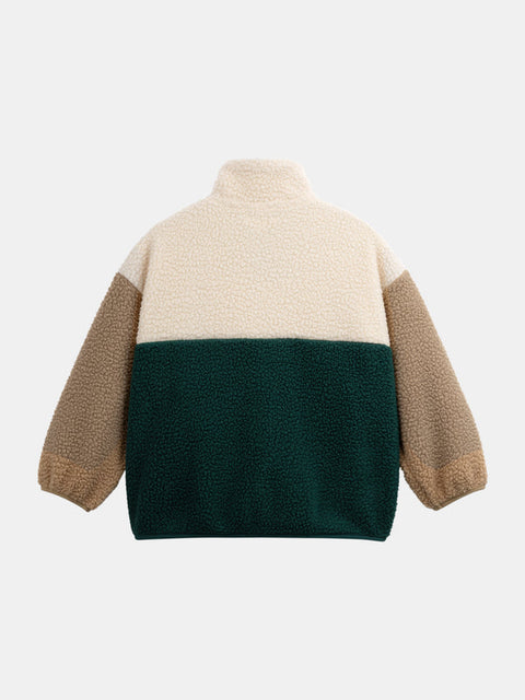 Green Colour Block Polar Half Zip