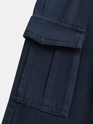 Navy Cotton Canvas Cargo Trousers