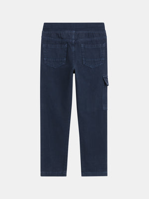 Navy Cotton Canvas Cargo Trousers