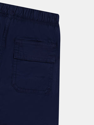 Navy Fleece Lined Cotton Mix Trousers
